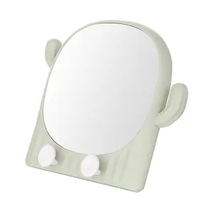 Proveedores de espejo de tocador de escritorio nórdico de belleza promocional, espejo de maquillaje de cactus independiente con marco verde para veneciano