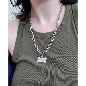 Collar de Acero Inoxidable Qin Shi con Colgante de Hueso de Perro, Cadena Pulida, Joyería de Moda - Product Image 2