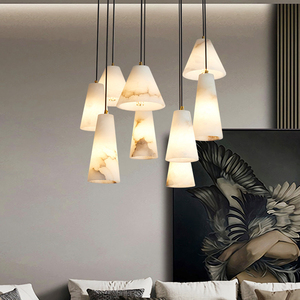 Lampe en albâtre au design minimaliste, luminaire suspendu en marbre naturel pour chambre à coucher, lustre créatif pour hall d'entrée, luminaire de <span class=keywords><strong>plafond</strong></span> - Product Image 2
