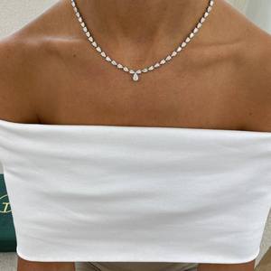 Glamoroso Collar de Tenis de Plata 925 con Moissanita Pera, Diseño de Lágrima, Elegante Joyería para Bodas y Fiestas, Regalo de Moda para Mujer - Product Image 2