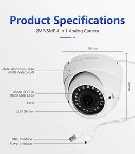 Cúpula de Metal cámara de seguridad de interior 5mp varia-lente cámara interior