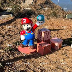 Figura de Mario de Tamaño Real en Resina de Fibra de Vidrio, Juguete Infantil de Dibujos Animados, Escultura Pop Art para Tienda de Videojuegos - Product Image 4