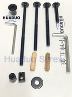 Vis à bois M6*10*13mm en acier, connecteur de meuble, finition oxyde noir, avec trou fendu PH2, écrou cylindrique, goujon marteau, écrou de connexion, écrou barillet