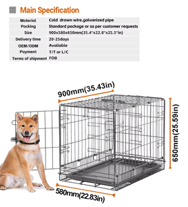 Cage pliante pliante pour chien, 24 pouces, motif solide, cage noire pour chien, cage pliante en métal - Product Image 5