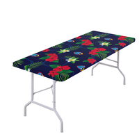 Nappe de table personnalisée imprimée 4/6/8/10 pieds pour fête, housse de table élastique, nappe rectangulaire vintage