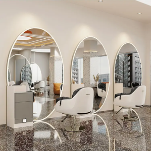 Nouvel arrivage de meubles de salon de <span class=keywords><strong>coiffure</strong></span> en or de grande taille meubles de salon de <span class=keywords><strong>coiffure</strong></span> maquillage mural miroir de salon de beauté avec LED - Product Image 4