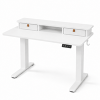Bureau debout électrique ergonomique moderne 140*60cm avec tiroirs, hauteur réglable, poste de travail pour studio, bureau à domicile, métal et bois, 70KG