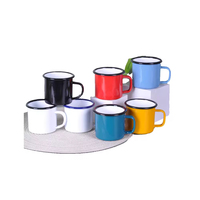 Mug en acier émaillé 350 ml (12 oz) personnalisé avec logo, pour camping, extérieur, à pois, avec poignée, vente en gros