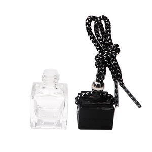 5ML Square Shape Hanging Air Freshener Car <b>Diffuser</b> <b>Bottle</b> Pendant With Black Metal Cap - Product Image 2