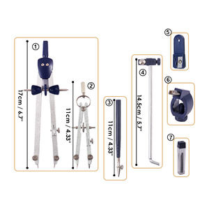 Compás de Combinación Estándar Básico FOSKA con Barra de Rayo para Dibujos Precisos, Crea Círculos de hasta 10.24 Pulgadas de Diámetro - Product Image 2