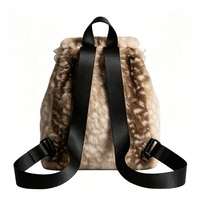 Sac à dos en fausse fourrure imprimé cerf Zeyu pour femme, collection Hiver 2026, avec garniture en dentelle moelleuse et cordon de serrage, sacs à dos en peluche décontractés pour femme, sac d'école ODM