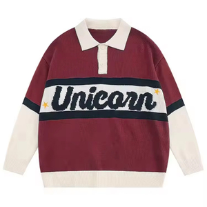 Maglione Pullover da Uomo Personalizzato con Logo, Casual, Maniche Lunghe, Collo a <span class=keywords><strong>Polo</strong></span>, Motivo a Lettere, Lavorazione <span class=keywords><strong>Jacquard</strong></span> - Product Image 2