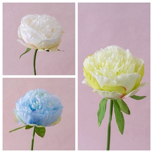 CallaFloral Ramo de Peonías Artificiales Blanco Azul Verde Tela de Pan Tejida Decoración para Bodas y Hogar - Product Image 3