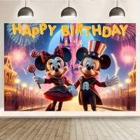 Minnie & Mickey Mouse Backdrop Bayi Shower, dekorasi pesta ulang tahun latar belakang Mickey snapback