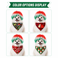 Ensemble de costumes de Noël pour animaux de compagnie, perruque rouge, verte et blanche pour animaux de compagnie + bandana à motif de Noël, accessoires de fête pour chiens et chats