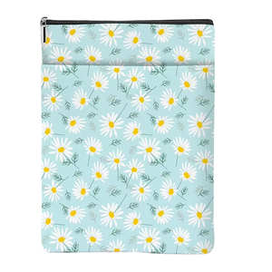 Housse de livre à motif floral marguerite avec fermeture éclair, sac de protection souple en tissu pour cahier, idéal pour la lecture des étudiants, protection anti-rayures - Product Image 1