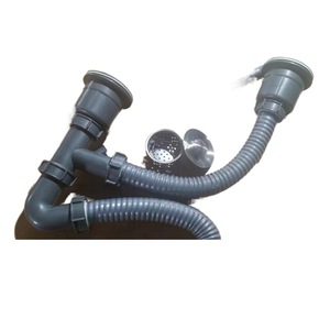 Juego de tuberías de desagüe para fregadero de cocina, de plástico, doble, universal, con control de olores, trampa de plomería - Product Image 5