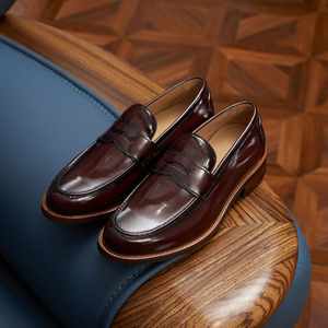 Mocassins Penny pour Hommes à Bout Carré, à Lacets, Légers, Respirants, Antidérapants, en Cuir, Style Britannique, Chaussures Formelles et Décontractées pour Affaires - Product Image 3