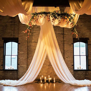 High Quality <b>White</b> <b>Chiffon</b> Curtains Sheer Drapes for Wedding Beautiful Tent Ceiling Drape Backdrop for Window Hospital Hotel Use - Product Image 3