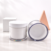 Pot cosmétique double paroi en PET transparent de 200 ml avec couvercle à vis, emballage pour crème de soin, lotion, beurre corporel
