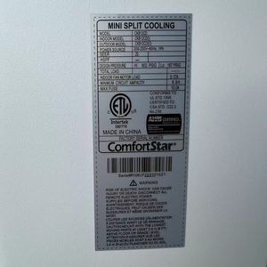 Comfortstar DC อินเวอร์เตอร์ประสิทธิภาพสูง,แบบติดผนังไร้ท่อแยกขนาดเล็ก220V/60Hz พร้อมท่อและสายเคเบิล3ม. SEER 20 ETL AHRI จดทะเบียน - Product Image 5