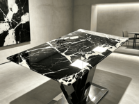 Table à manger de luxe en marbre noir Bulgari naturel, table à manger rectangulaire moderne en marbre bleu sodalite pour villa, maison, hôtel
