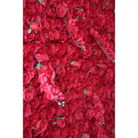 Dekorasi Pernikahan 8ft X 8ft Merah 3D 5D Kain Gulung Bunga Mawar Sutra Buatan Dinding Latar Belakang Kedatangan Baru Profesional