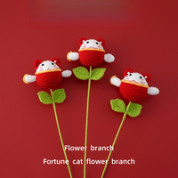 Amigurumi fait main, tige porte-bonheur rouge, fleur de la chance festive, cadeau pour le Nouvel An et décoration de table