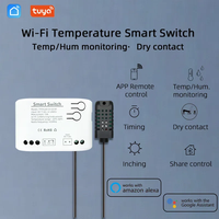 Interrupteur intelligent Alexa Tuya 1CH Wifi, module de relais sans fil 10A, interrupteur intelligent Tuya, interrupteur intelligent de température et d'humidité