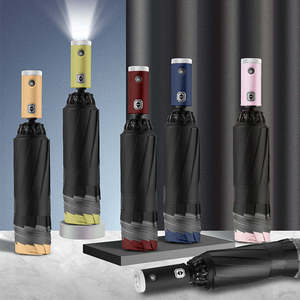 Paraguas Automático de 3 Pliegues con Mango Abierto, LED, Protección UV, Linterna, Rayas Reflectantes, para Sol y Lluvia - Product Image 2