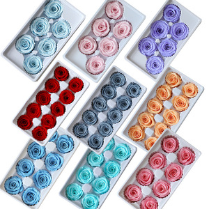 Testa di Rosa Stabilizzata 4-5 cm B - Rosa Eterna a Forma Quadrata, Fiori Secchi per Decorazioni Domestiche per San Valentino - Product Image 1