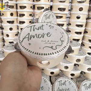 Instrumento Musical de Percusión, Pandereta para Bodas con Borde Blanco Personalizado e Impresión de Logotipo, Ideal para Bodas, Iglesia, Uso Manual - Product Image 2