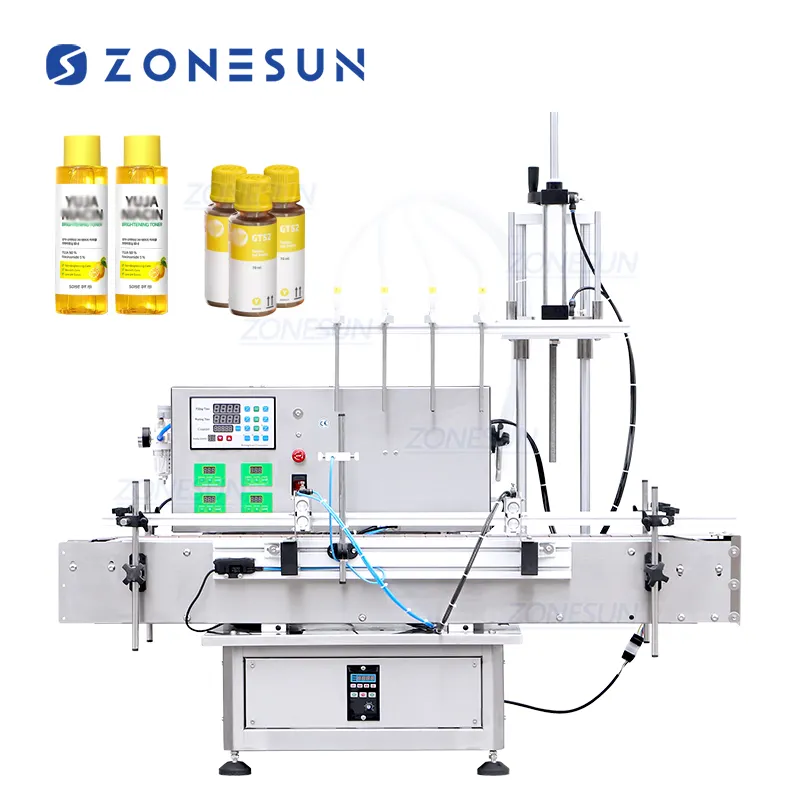 ZONESUN 완전 자동 테이블 탑 에센셜 오일 립글로스 매니큐어 액체 비누 채우기 스프레이 병 충전 기계