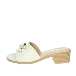 Valleverde Sandales à talons pour femme 63010 Mules à talon bloc en cuir blanc - Product Image 1