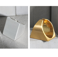VIANRLA 18k vergoldet breite blank signet offenen ring 925 sterling silber siegelring