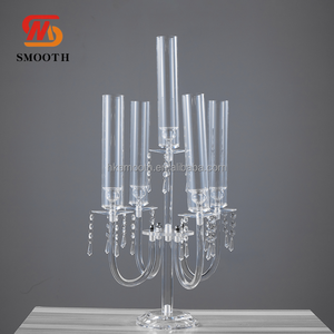 Candélabre rond en acrylique transparent à 5 bras, support de bougies pour centre de table de mariage, décoration de table de fête de mariage - Product Image 3