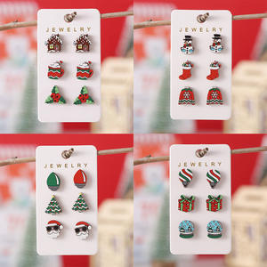 2025 nouveau ensemble de boucles d'oreilles à la mode boîte-cadeau d'arbre de noël en bois pour les fêtes et les cadeaux prêts à expédier - Product Image 4