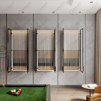 Armoire de rangement pour queues de billard, armoire murale suspendue avec vitrine en verre et panneau artificiel pour salle de billard, salle de membres