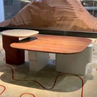Table d'appoint carrée en marbre naturel de luxe français, ensemble de tables basses en bois pour salon