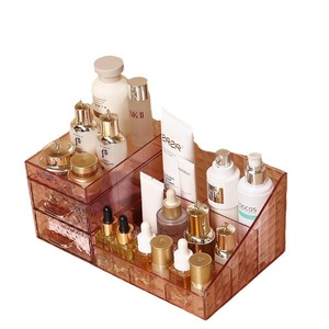 Transparent Cosmetic Organizer With Drawers Large Capacity Desktop Storage Box For Skincare <b>Makeup</b> <b>Vanity</b> Use - Product Image 3