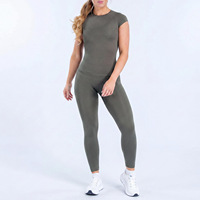 Conjunto Deportivo de 3 Piezas para Yoga, Transpirable, Sin Costuras, Sensación de Desnudez, Secado Rápido, Alta Elasticidad, para Correr, Gimnasio y Fitness