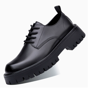 <b>Men</b> Round Toe Oxfords Lace Up Leather Dress <b>Shoes</b> Chunky Sole PU Lining EVA Midsole Rubber Outsole All Seasons Office Casual - Product Image 2