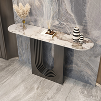 Table console moderne de luxe haut de gamme en acier inoxydable et dessus en marbre avec design durable pour salon, hall, villa