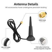 Antena Magnética Vertical Multibanda 433MHz 2.4G 4G 5.8G WiFi LoRa 5dBi con Cable Personalizado y Fijación para Lectura de Medidores y Vehículos No Tripulados