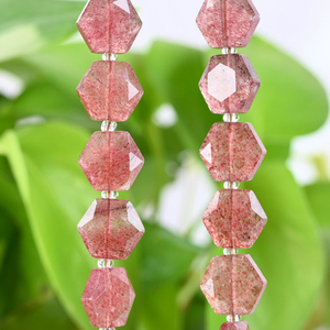 Vente en gros de pierres de guérison en cristal naturel, perles de cristal hexagonales pour la fabrication de bijoux - Product Image 6