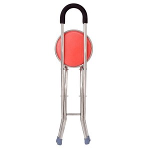 Four <b>Legged</b> Cane <b>Stool</b> Folding Stainless Steel Seat Walking Stick Assistive Device - Product Image 3