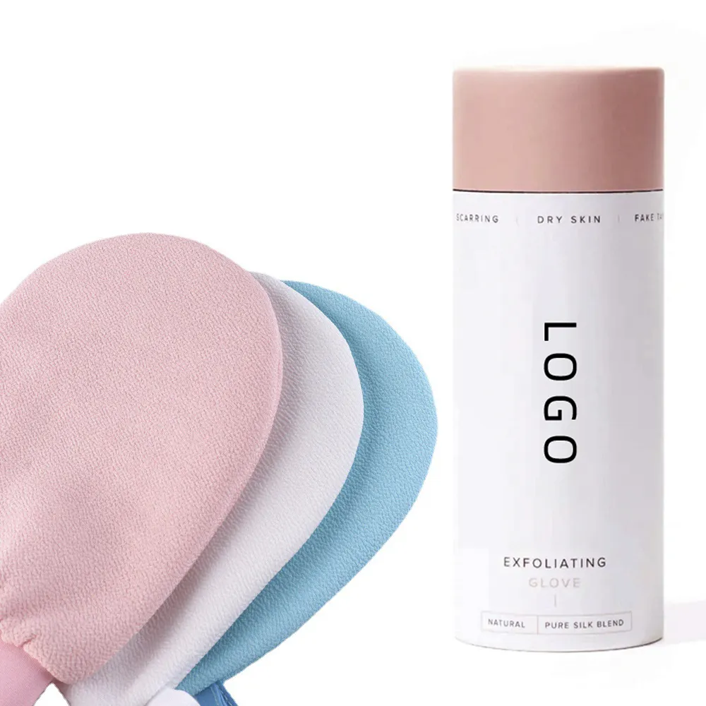 MOQ rendah menyesuaikan paket dan Logo 100% Natural Viscose Korea kulit mati penggosok kulit tubuh sarung tangan Kess