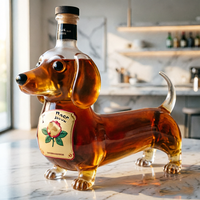 Bouteille à whisky en verre borosilicate de haute qualité, design Teckel, pot à vin mousseux scellé en verre – Idéal pour les cadeaux d'affaires et les foyers