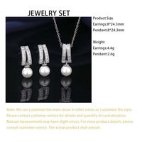 Ensemble de bijoux exquis en laiton plaqué argent avec zircon brillant, ensemble de deux pièces comprenant des boucles d'oreilles et un collier en perles exquises