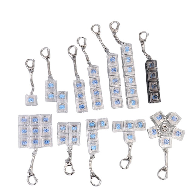Msiches Keycaps Custom Design LED Keycap Fidget Keychain Keyboard Click Fidget Keychain Multiple Color Keyboard Shape Keychain